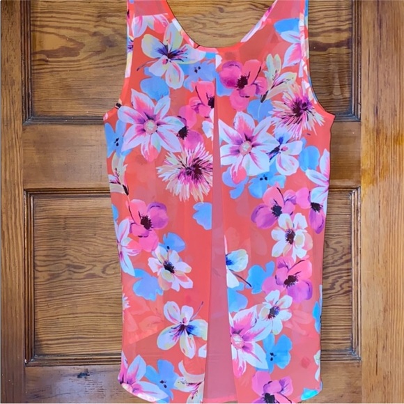 CANDIES Floral Button Up Sheer Tank - Picture 6 of 8